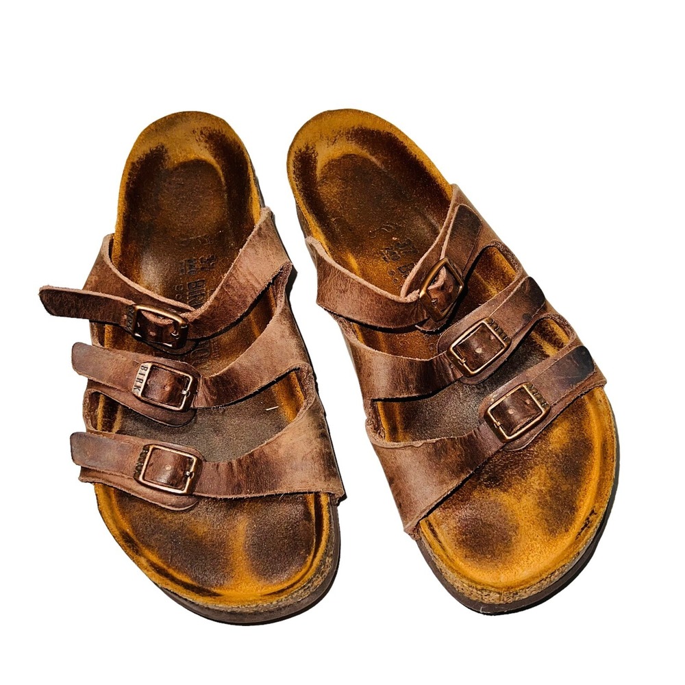 Birkenstock Florida Brown Soft Footbed Leather Sandals Womens Size 6 EU 37